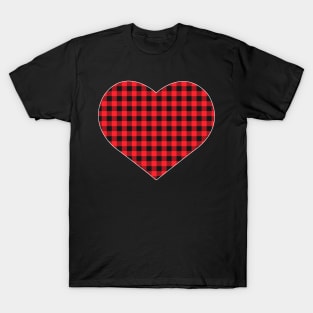 Heart Red Plaid Buffalo Christmas T-Shirt